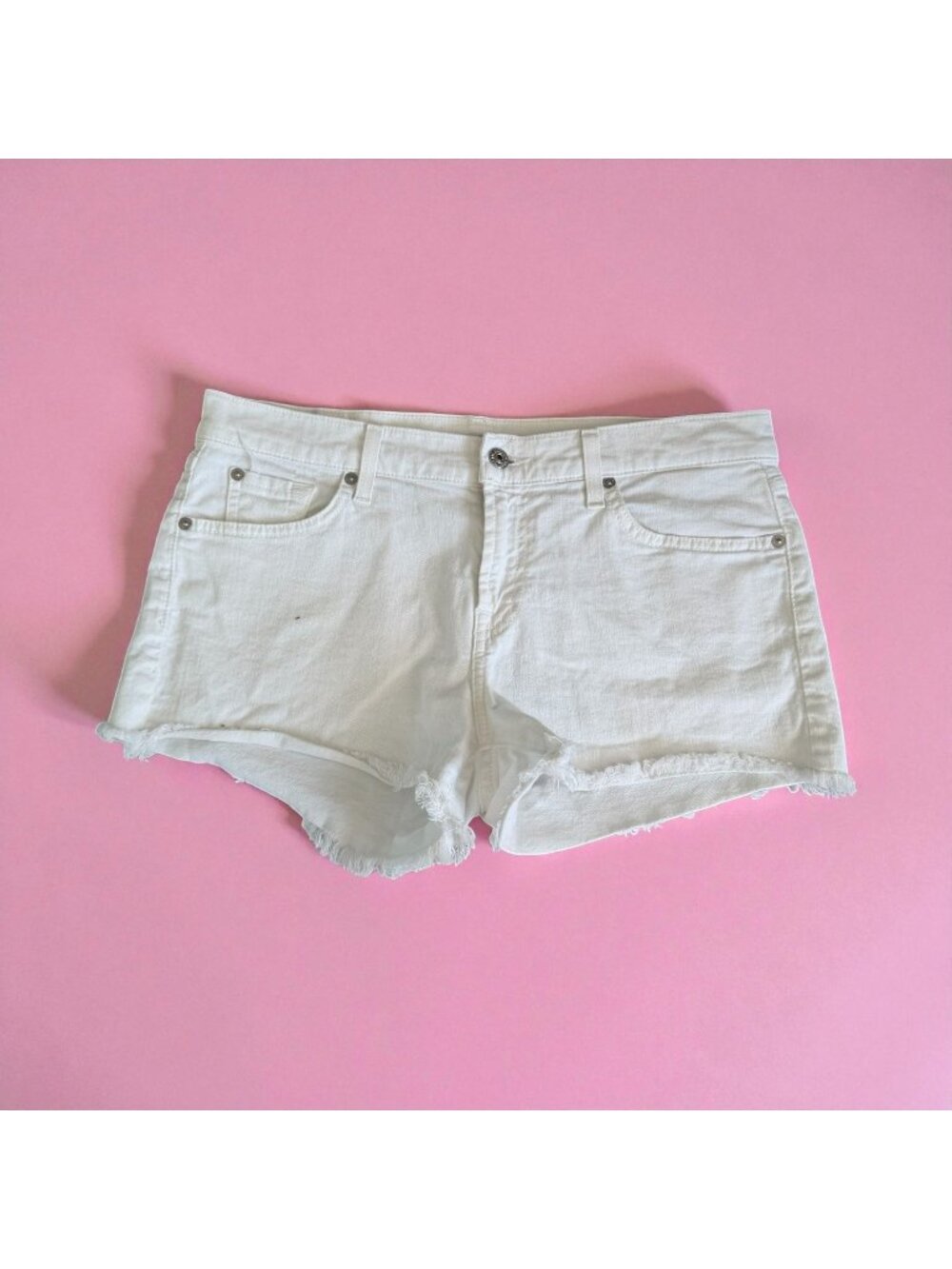 7 FOR ALL MANKIND White Denim Cutoff Shorts Size 30